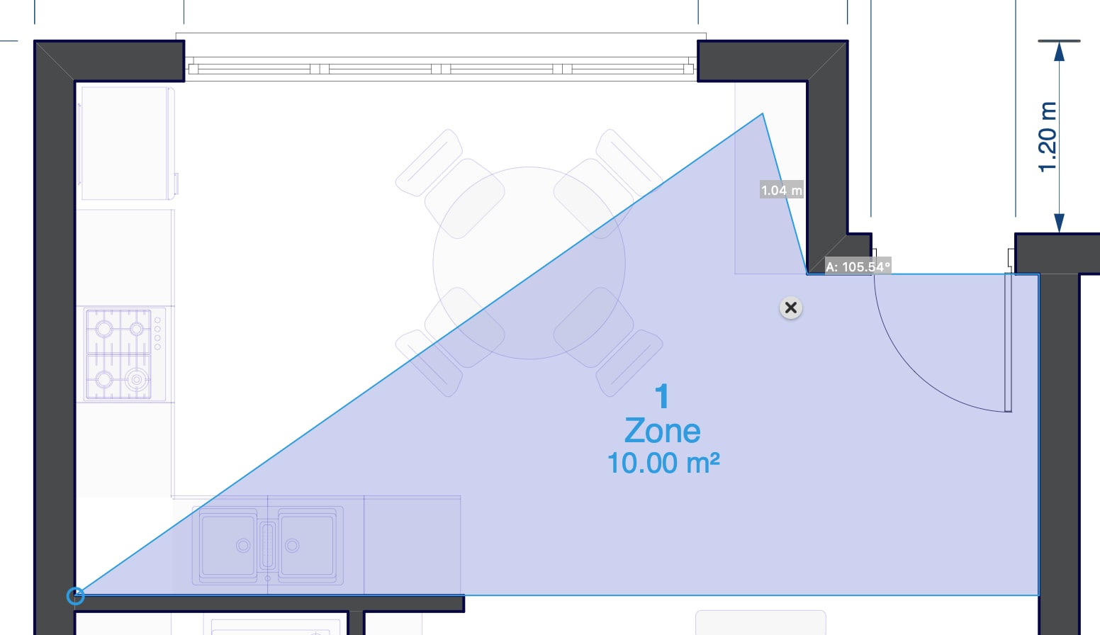 Zone by polyline